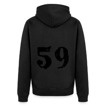 Maillot numéro 59 - Veste à capuche bio Premium Unisexe - noir - Dos - Nico (187cm)