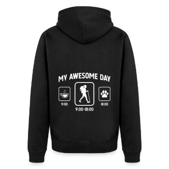My Awesome Day - Hundepfote - Weiblich Wandern - - Unisex Premium Bio Zip Hoodie - Schwarz - Hinten - Nico (187cm)