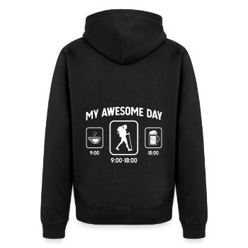 Mein toller Tag - Bier - Frauenwandern - - Unisex Premium Bio Zip Hoodie - Schwarz - Hinten - Nico (187cm)