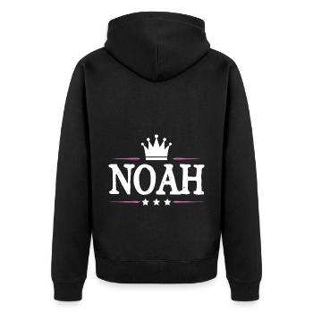 Noah - Unisex Premium Organic Zip Hoodie - black - Back - Nico (187cm)