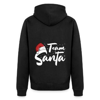 Team Santa Weihnachtsmann Weihnachten Christmas - Unisex Premium Bio Zip Hoodie - Schwarz - Hinten - Nico (187cm)