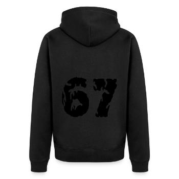 67 Maillot numéro - Veste à capuche bio Premium Unisexe - noir - Dos - Nico (187cm)
