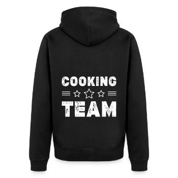 Cooking Team - Unisex Premium Organic Zip Hoodie - black - Back - Nico (187cm)