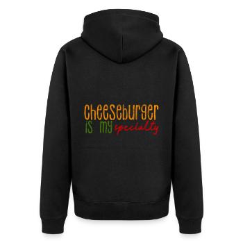Cheeseburger Is My Specialty 3 - Unisex Premium Organic Zip Hoodie - black - Back - Nico (187cm)