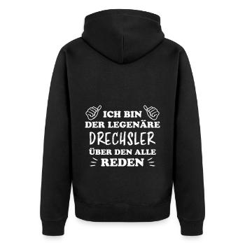 Drechsler Lustiger Spruch Job Drechsler Geschenk - Unisex Premium Bio Zip Hoodie - Schwarz - Hinten - Nico (187cm)