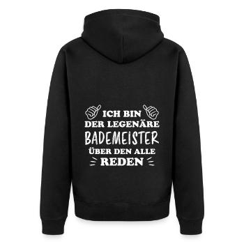 Bademeister Beruf Lustiger Spruch Freibad Geschenk - Unisex Premium Bio Zip Hoodie - Schwarz - Hinten - Nico (187cm)