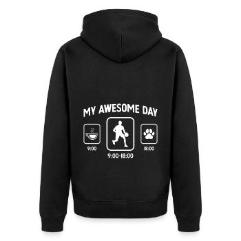 Ma belle journée - patte de chien - jouer au basketball - Veste à capuche bio Premium Unisexe - noir - Dos - Nico (187cm)