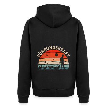 Retro Führungskraft Hühner Landwirt Geschenk - Unisex Premium Bio Zip Hoodie - Schwarz - Hinten - Nico (187cm)