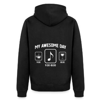 Mein toller Tag - Wein - Musik - - Unisex Premium Bio Zip Hoodie - Schwarz - Hinten - Nico (187cm)