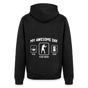 My Awesome Day - Beer - Guy Boxing - - Unisex Premium Organic Zip Hoodie - black - Back - Nico (187cm)