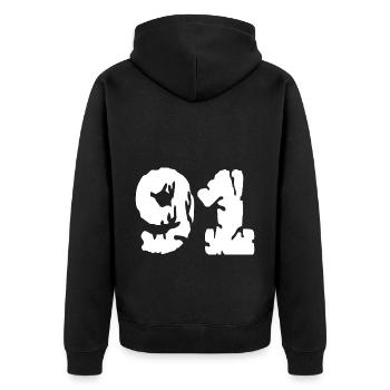 91 Number Jersey - Unisex Premium Organic Zip Hoodie - black - Back - Nico (187cm)