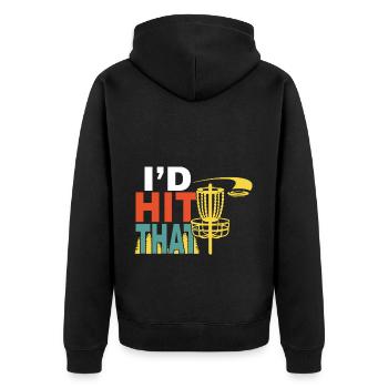 I'd Hit the Disc Disc Golf Disc - Unisex Premium Organic Zip Hoodie - black - Back - Nico (187cm)