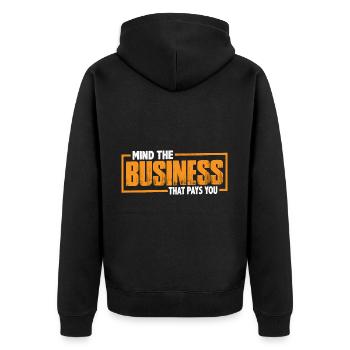 Attention à l’entreprise qui vous paie 40 - Veste à capuche bio Premium Unisexe - noir - Dos - Nico (187cm)