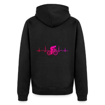 Roadbike Herren Rennrad Rennradfahren Rennradfahre - Unisex Premium Bio Zip Hoodie - Schwarz - Hinten - Nico (187cm)