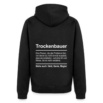 Drywall builders - Unisex Premium Organic Zip Hoodie - black - Back - Nico (187cm)