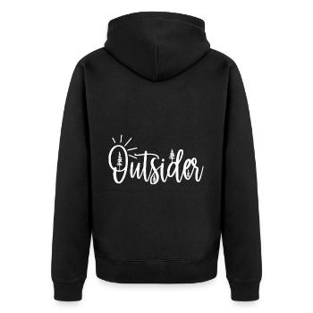 Außenseiter Natur Abenteuer Camping Wandern - Unisex Premium Bio Zip Hoodie - Schwarz - Hinten - Nico (187cm)