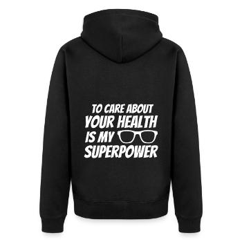 Augenarzt Optometrie Augenoptiker Optiker - Unisex Premium Bio Zip Hoodie - Schwarz - Hinten - Nico (187cm)