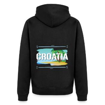 Croatia - Unisex Premium Bio Zip Hoodie - Schwarz - Hinten - Nico (187cm)