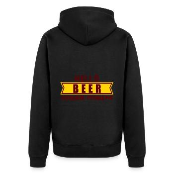 Hello BEER goodbye problems, hallo Bier tschüs Pro - Unisex Premium Bio Zip Hoodie - Schwarz - Hinten - Nico (187cm)