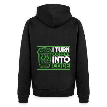 Je transforme Coffee en développeur de logiciels de code - Veste à capuche bio Premium Unisexe - noir - Dos - Nico (187cm)