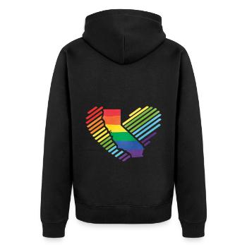 Stolz LGBT Kalifornien - Unisex Premium Bio Zip Hoodie - Schwarz - Hinten - Nico (187cm)