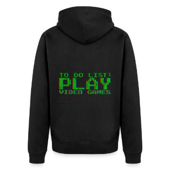 To Do List Play Video Games 3 - Unisex Premium Bio Zip Hoodie - Schwarz - Hinten - Nico (187cm)