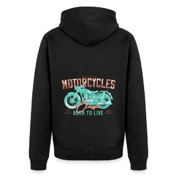 Bikers, motorcyclists - Unisex Premium Organic Zip Hoodie - black - Back - Nico (187cm)