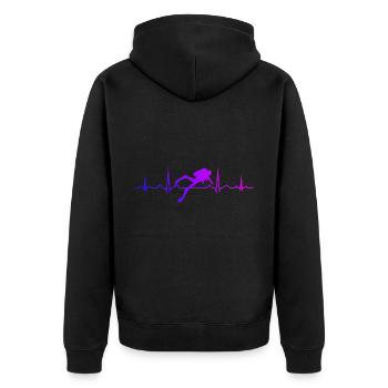Herren Free Dive Taucher Scuba Taucher Diver - Unisex Premium Bio Zip Hoodie - Schwarz - Hinten - Nico (187cm)