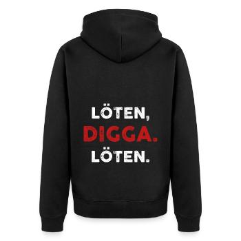 Löten Digga Löten Sauf Tshirt Alkohol Party Sauf - Unisex Premium Bio Zip Hoodie - Schwarz - Hinten - Nico (187cm)