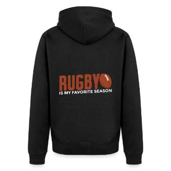 Le rugby est ma saison 4 préférée - Veste à capuche bio Premium Unisexe - noir - Dos - Nico (187cm)