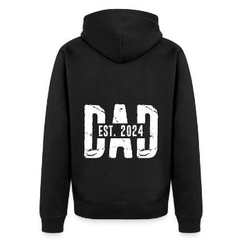 DAD est. 2024 Geschenk Papa werdender Vater 2024 V - Unisex Premium Bio Zip Hoodie - Schwarz - Hinten - Nico (187cm)