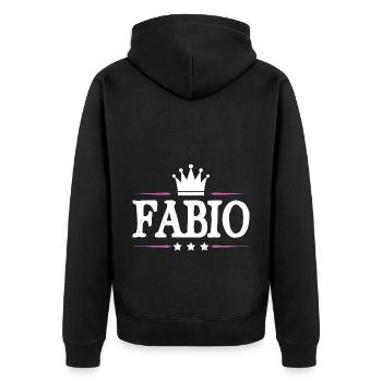 Fabio - Unisex Premium Organic Zip Hoodie - black - Back - Nico (187cm)
