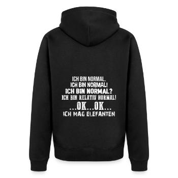 Dickhäuter Rüsseltier Elefant - Unisex Premium Bio Zip Hoodie - Schwarz - Hinten - Nico (187cm)