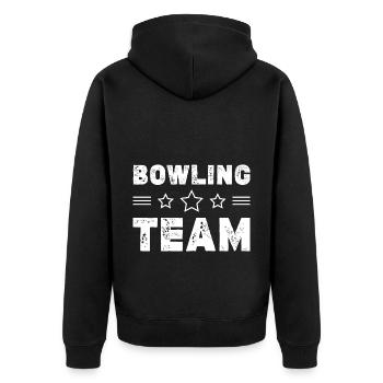 Bowling Team - Unisex Premium Bio Zip Hoodie - Schwarz - Hinten - Nico (187cm)