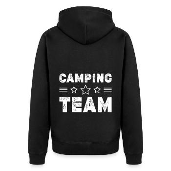 Camping Team - Unisex Premium Bio Zip Hoodie - Schwarz - Hinten - Nico (187cm)