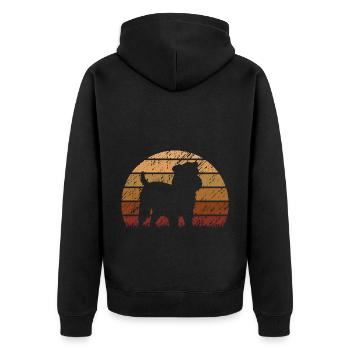 Brussels Griffon Hund Vintage Retro - Unisex Premium Bio Zip Hoodie - Schwarz - Hinten - Nico (187cm)