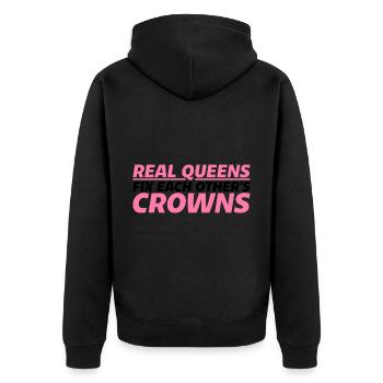 Real Queens Fix Each Other's Crowns 4 - Unisex Premium Bio Zip Hoodie - Schwarz - Hinten - Nico (187cm)