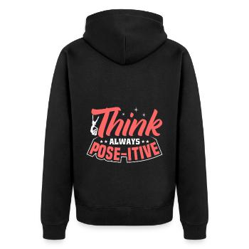Aerial Silk / Aerial Yoga / Luftakrobatik Designs - Unisex Premium Bio Zip Hoodie - Schwarz - Hinten - Nico (187cm)