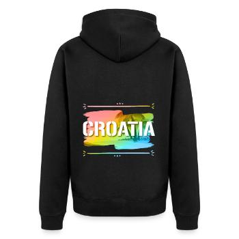 Croatia - Unisex Premium Bio Zip Hoodie - Schwarz - Hinten - Nico (187cm)