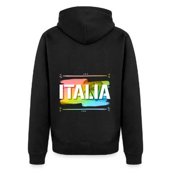 Italia - Unisex Premium Organic Zip Hoodie - black - Back - Nico (187cm)