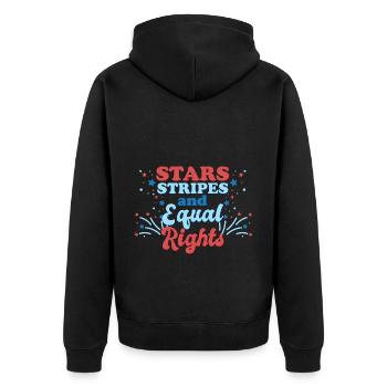 Rayures étoilées et égalité - Veste à capuche bio Premium Unisexe - noir - Dos - Nico (187cm)