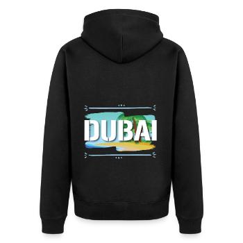 Dubai - Unisex Premium Organic Zip Hoodie - black - Back - Nico (187cm)