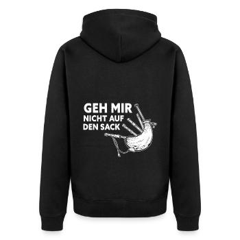 Geh Mir Nicht Auf Den Sack Dudelsack Sackpfeife - Unisex Premium Bio Zip Hoodie - Schwarz - Hinten - Nico (187cm)