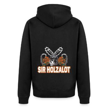 Holzfäller Lustig Forstwirtschaft Geschenk - Unisex Premium Bio Zip Hoodie - Schwarz - Hinten - Nico (187cm)