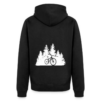 Bäume - Radfahren - (9) - Unisex Premium Bio Zip Hoodie - Schwarz - Hinten - Nico (187cm)
