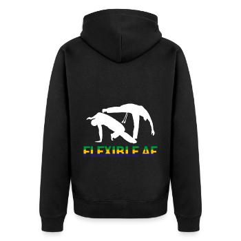 Brasilianische Kampfkunst für Capoeira Instrumente - Unisex Premium Bio Zip Hoodie - Schwarz - Hinten - Nico (187cm)