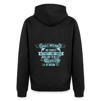 Ozean Meer Wal Zitat für Wal Meeressäugetiere - Unisex Premium Bio Zip Hoodie - Schwarz - Hinten - Nico (187cm)