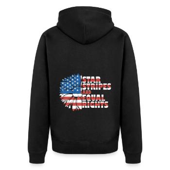 Rayures étoilées et égalité - Veste à capuche bio Premium Unisexe - noir - Dos - Nico (187cm)