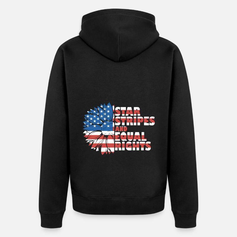 Rayures étoilées et égalité - Veste à capuche bio Premium Unisexe - noir