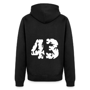 Maillot 43 Numéro - Veste à capuche bio Premium Unisexe - noir - Dos - Nico (187cm)